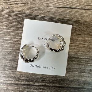 New Chunky Silver Hoop Earrings Bubble Dome Clip On OwMell Jewelry